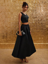 COSMINA Valentine's Day Autumn Women Black Camisole And Long Skirt 2 Piece Set